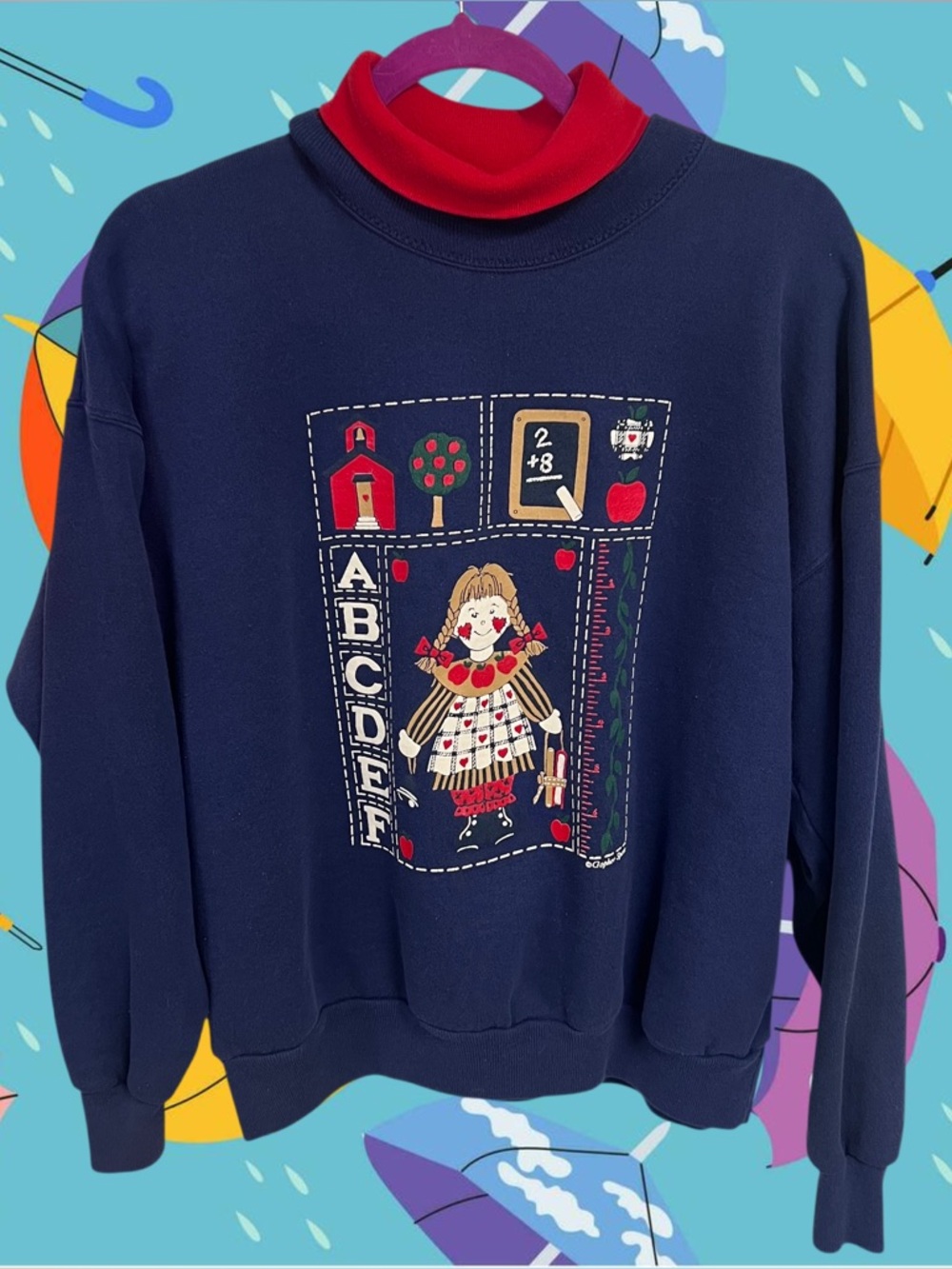 Vintage Gopher Sport navy and red school teacher doll sweatshirt